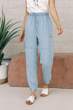 Load image into Gallery viewer, Zipper Cargo Joggers in Denim