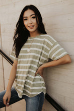 Load image into Gallery viewer, Moonstone Striped Tee in Sage Green
