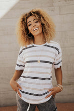 Load image into Gallery viewer, Moonstone Striped Tee in Neutral Grey