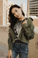 Load image into Gallery viewer, Cropped Olive Utility Jacket