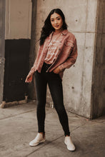 Load image into Gallery viewer, Acid Wash Denim Jacket in Wine