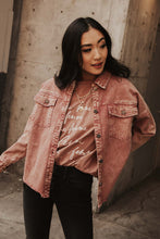 Load image into Gallery viewer, Acid Wash Denim Jacket in Wine