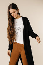 Load image into Gallery viewer, Duster Open Knit Cardigan in Black
