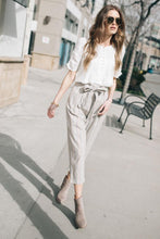 Load image into Gallery viewer, Elleh Striped Paper Bag Trousers in Navy
