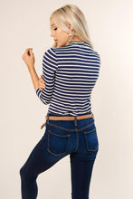Load image into Gallery viewer, This Chic Blue &amp; White Mock Neck Top-FINAL SALE
