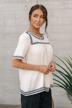 Load image into Gallery viewer, Nalei Embroidered Trim Top in Ivory
