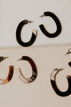Load image into Gallery viewer, Marble Pattern Hoop Earrings in Brown
