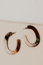 Load image into Gallery viewer, Marble Pattern Hoop Earrings in Brown
