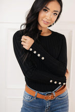 Load image into Gallery viewer, Lonnie Button Sleeve Sweater in Black

