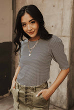 Load image into Gallery viewer, Madeline Striped Puff Shoulder Top
